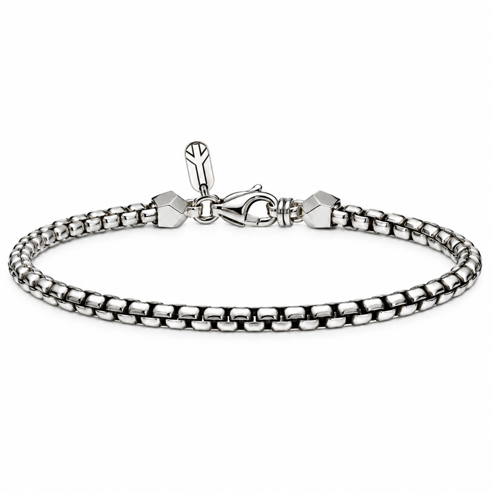 ELONGATED PEACE SIGN BOX CHAIN BRACELET