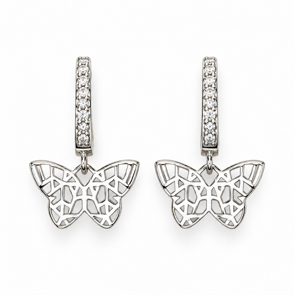 Mosaic Petite Butterfly Drop Earrings with Gemstone
